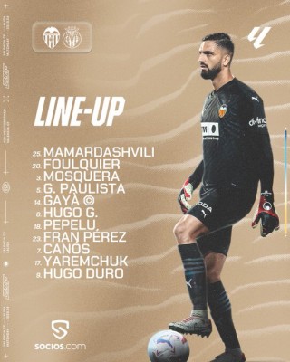 Este es el once del Valencia CF contra el Villarreal CF