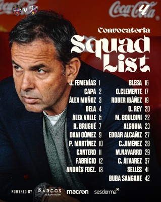 El Levante, con seis bajas y sin Xavi Grande ante el Huesca