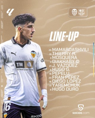 Este es el once del Valencia contra el Barça