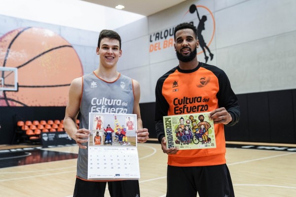 A la venta el calendario solidario del Valencia Basket y el colegio de parálisis infantil