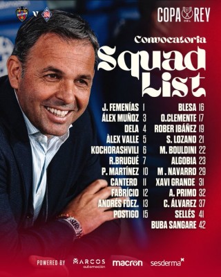 Convocatoria del Levante UD para el partido de Copa contra el Amorebieta