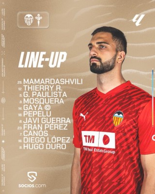 Este es el once del Valencia contra el Celta