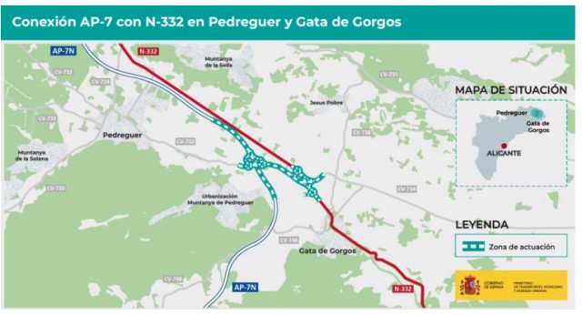Transportes licita la
redacción del proyecto para conectar la AP-7 
y la N-332 en Pedreguer y Gata 