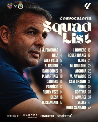 Esta es la convocatoria del Levante contra el Racing de Santander