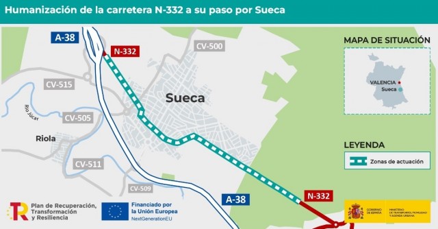 La N-332 en Sueca recibe 4 millones del Mitma para integrarse en el espacio urbano
