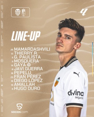 Este es el once del Valencia para medirse al Granada