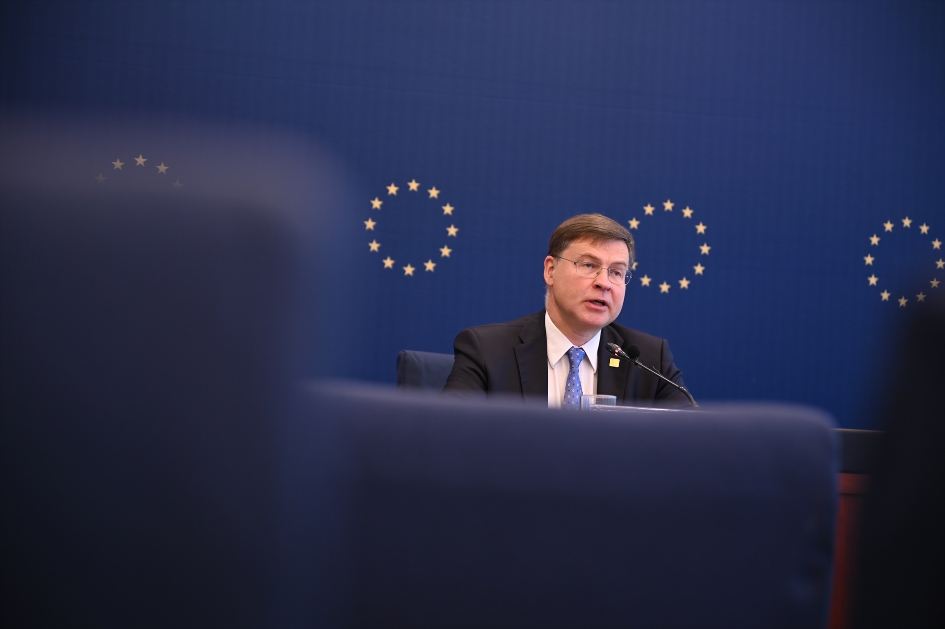 Valdis Dombrovskis. Foto: JOHANNES NEUDECKER/DPA - 