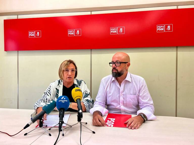  La portavoz municipal del PSOE en Alicante, Ana Barceló, junto al edil socialista Emilio Ruiz.  - 