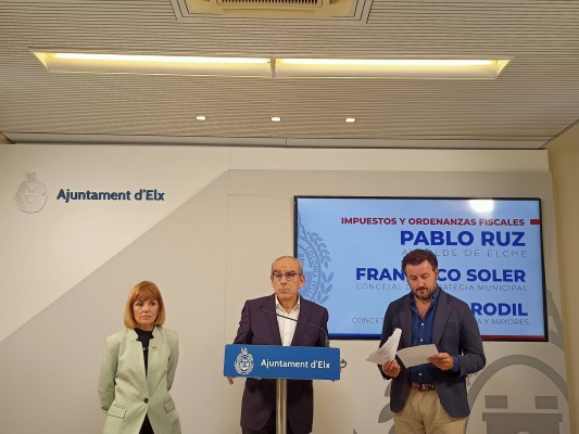 El bipartito de Elche bajará el IBI, IAE, impuesto de vehículos y de construcción hasta el 1,5% en 2024