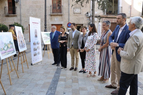 Las acuarelas  del Camino de la Vera Cruz de Zacarías Cerezo peregrinan por seis ayuntamientos de la Región