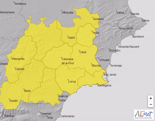 Aviso amarillo este martes en la Región por tormentas y lluvias de hasta 20 litros por m2
