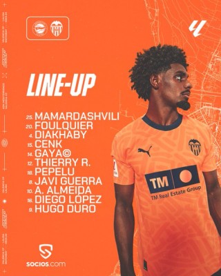 Este es el once del Valencia CF contra el Alavés