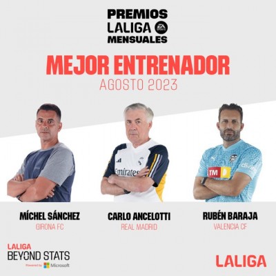 Rubén Baraja, nominado a mejor entrenador de LaLiga en el mes de agosto