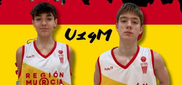 Darío Parra y Stefan Banica, del infantil A del UCAM CB, con la selección española sub-14 