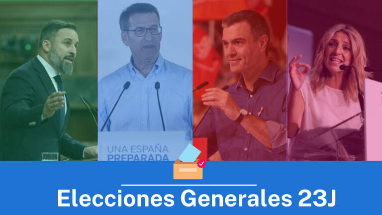 Abascal (Vox), Feijóo (PP), Sánchez (PSOE) y Díaz (Sumar), se la juegan este domingo. Foto: VP - 