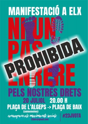 La Junta Electoral prohíbe en Elche la protesta de colectivos progresistas con el lema 
