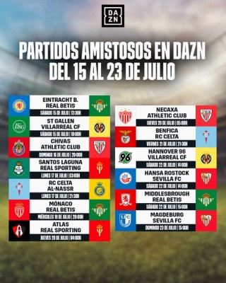 Más de 30 amistosos de pretemporada se emitirán en LaLigaTV, Movistar y DAZN