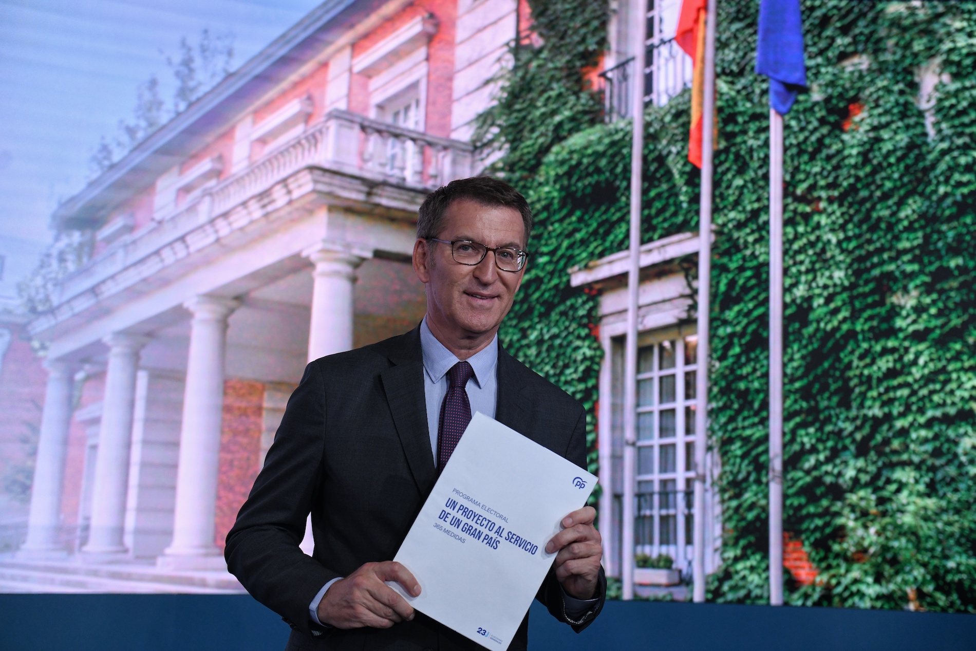 Núñez Feijóo, este martes, presentando el programa. Foto: FERNANDO SÁNCHEZ/EP - 