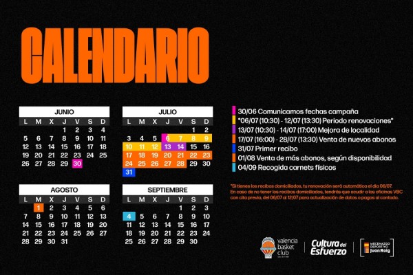 Calendario y posibilidad de cita previa para la campaña de abonos 23/24 de Valencia Basket