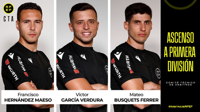 La Primera División cuenta con tres nuevos árbitros: Hernández Maeso, García Verdura y Busquets Ferrer
