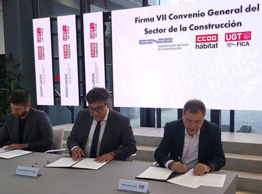 UGT y CCOO firman el VII Convenio General de la Construcción con un subida salarial del 10% hasta 2024