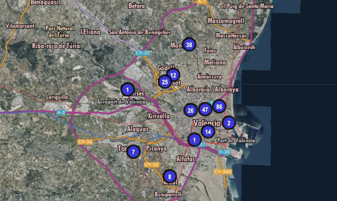 Imagen del mapa interactivo de titulaciones superiores actualizado por el Consell. Foto: VP - 