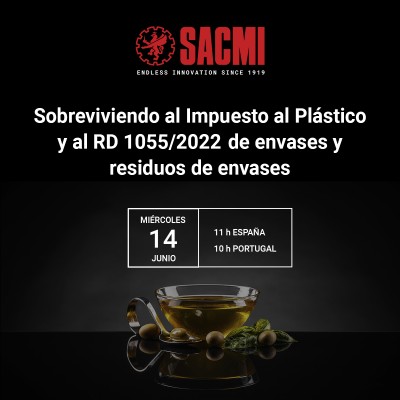 Sacmi Ibérica lanza un webinar sobre el impuesto al plástico y el RD de envases y residuos de envases
