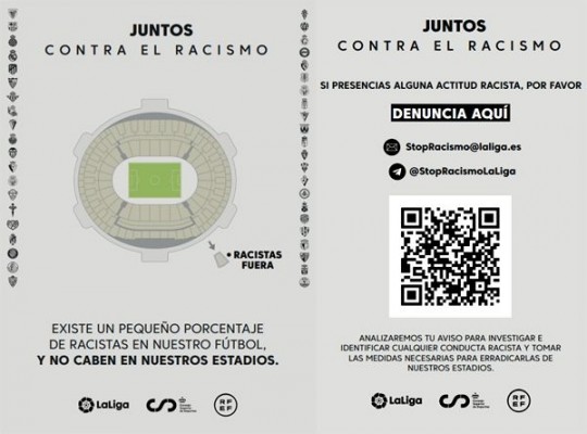 LaLiga continúa su lucha contra el racismo con una “contundente” campaña en colaboración con el CSD y la RFEF
