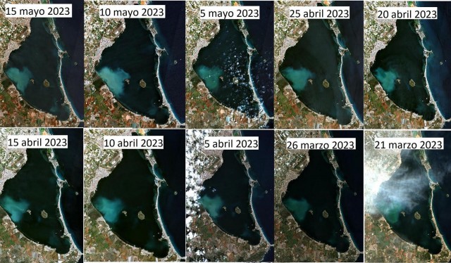 El Mar Menor, de nuevo en alerta por una mancha de agua blanquecina de 15 kilómetros
