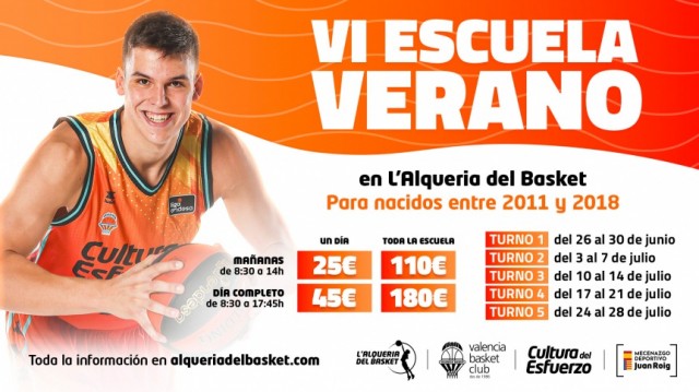 Vuelve la VI Escuela de Verano en L’Alqueria del Basket
