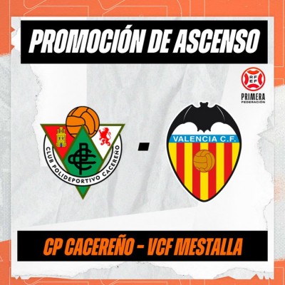 El VCF Mestalla se medirá al Cacereño en el primer 'round' para ascender a Primera Federación