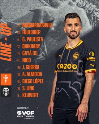 Este es el once del Valencia contra el Celta