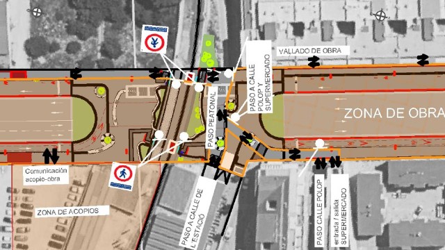 Cambios en los desvíos peatonales en la obra de la avenida Beniardá de Benidorm