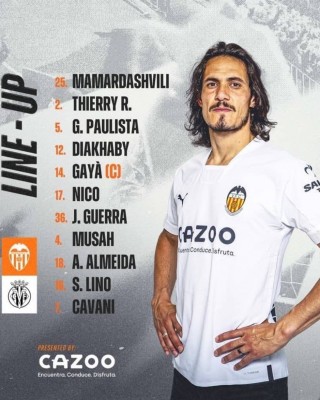 Este es el once del Valencia CF contra el Villarreal CF