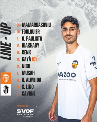 Este es el once del Valencia contra el Valladolid
