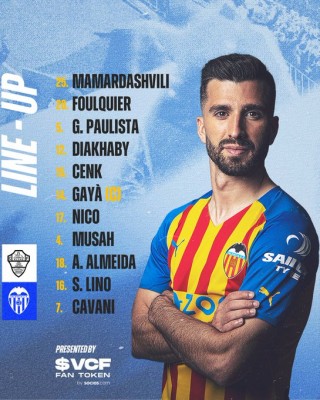 Este es el once del Valencia CF para jugar en Elche CF