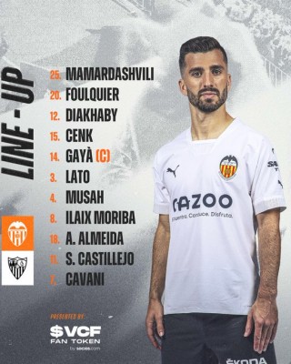 Este es el once del Valencia para medirse al Sevilla