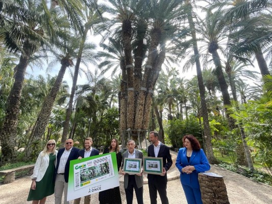 Cinco millones de cupones de la ONCE difundirán la Palmera Imperial de Elche el lunes 17 de abril