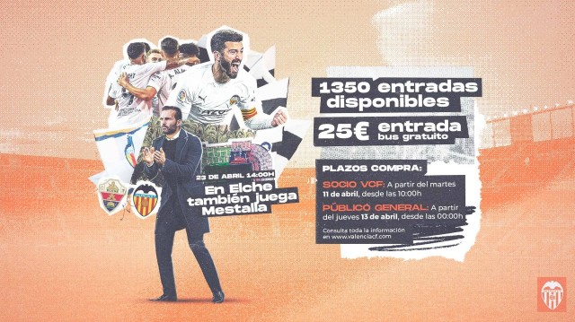 Agotadas las entradas del Valencia para viajar a Elche 