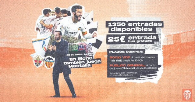 El Valencia pone a la venta 1.350 entradas para Elche y la plantilla pagará los autobuses
