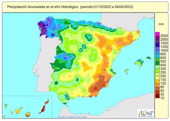El déficit acumulado de lluvias desde octubre hasta el 4 de abril llega al 19%
