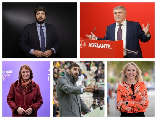 El tablero del 28M en la Región: ¿Qué botín ansían Miras, Vélez, Antelo, Marín y Ros?