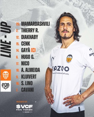 Este es el once del Valencia CF ante el Rayo Vallecano