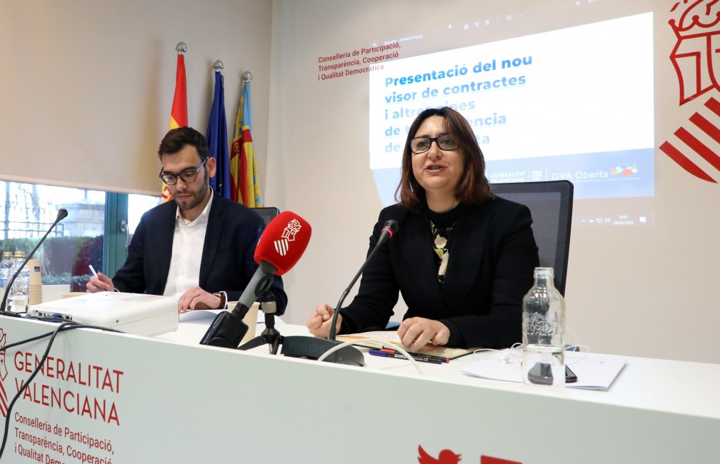 El director general de Transparencia, Andrés Gomis, y la consellera de Transparencia, Rosa Pérez. Foto: GVA - 