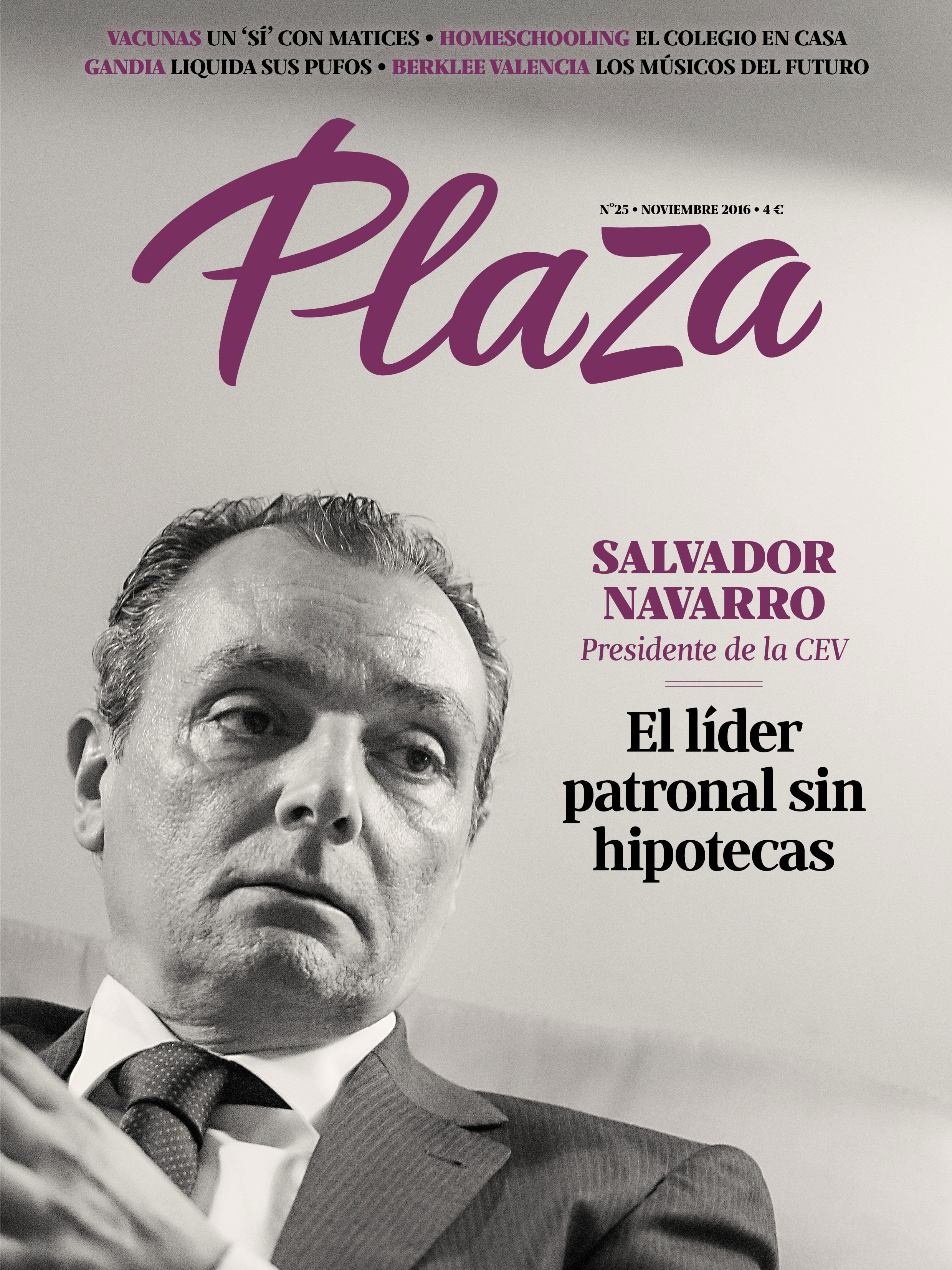 Salvador Navarro (CEV), portada de la revista 'Plaza' de noviembre