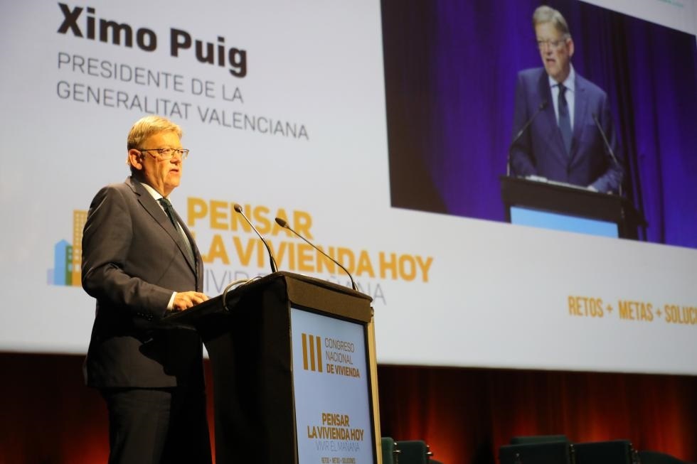 Puig, en su intervención en el III Congreso Nacional de la Vivienda celebrado en València el pasado año. Foto: GVA - 