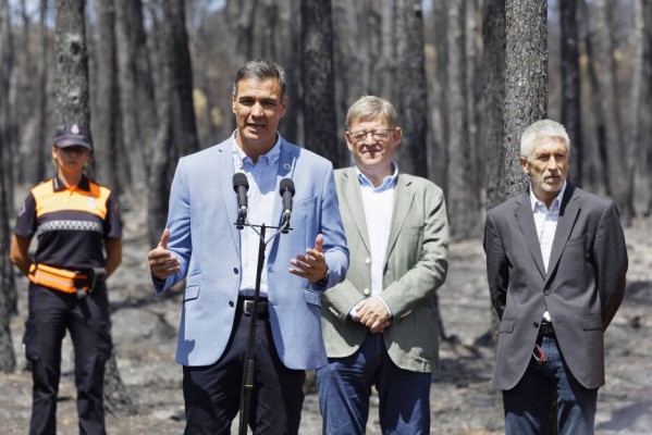 Sánchez llama a Puig por el incendio en Castellón y manda su solidaridad a los afectados
