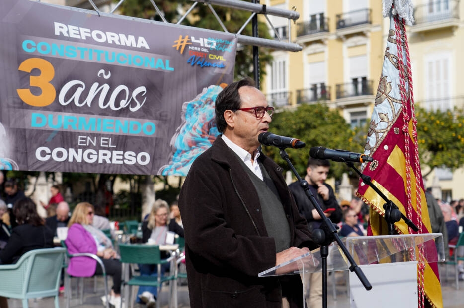 Vicent Soler, intervino en la última concentración por el derecho civil valenciano semanas atrás. Foto: EDUARDO MANZANA - 