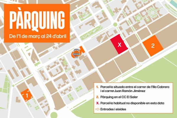Dos nuevos emplazamientos para aparcar durante los partidos de Valencia Basket
