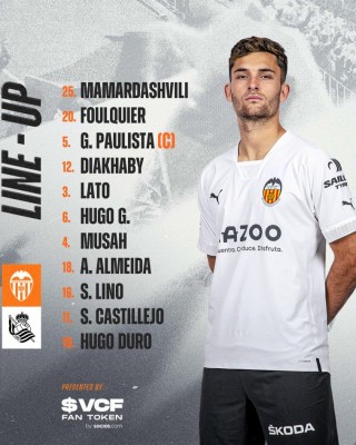Este es el once del Valencia contra la Real Sociedad